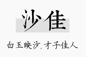 沙佳名字的寓意及含义