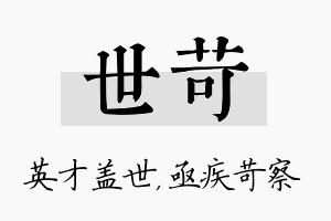 世苛名字的寓意及含义