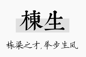 栋生名字的寓意及含义