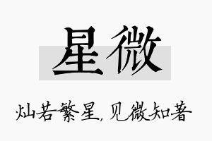 星微名字的寓意及含义