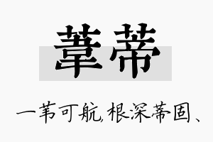 苇蒂名字的寓意及含义