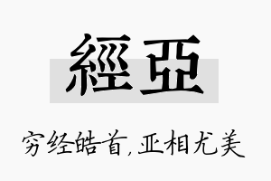 经亚名字的寓意及含义