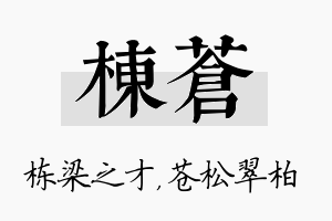 栋苍名字的寓意及含义