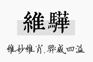 维骅名字的寓意及含义