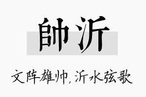 帅沂名字的寓意及含义