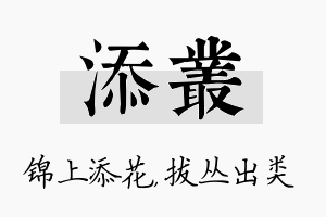 添丛名字的寓意及含义