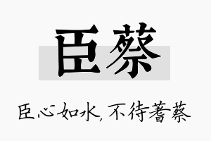 臣蔡名字的寓意及含义