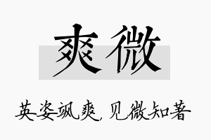 爽微名字的寓意及含义