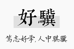 好骥名字的寓意及含义