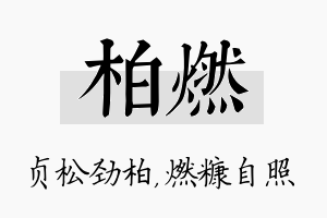 柏燃名字的寓意及含义