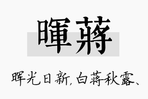 晖蒋名字的寓意及含义