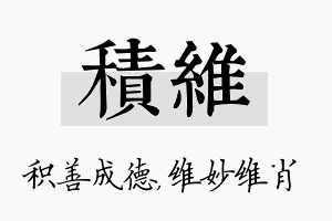 积维名字的寓意及含义