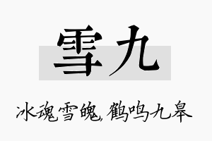 雪九名字的寓意及含义