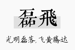 磊飞名字的寓意及含义