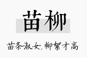 苗柳名字的寓意及含义