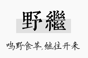 野继名字的寓意及含义