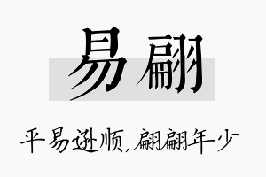 易翩名字的寓意及含义