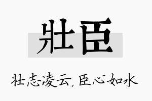 壮臣名字的寓意及含义