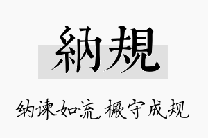 纳规名字的寓意及含义