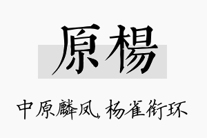 原杨名字的寓意及含义