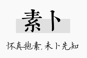 素卜名字的寓意及含义