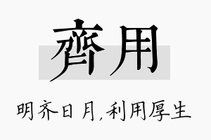 齐用名字的寓意及含义