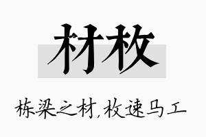 材枚名字的寓意及含义