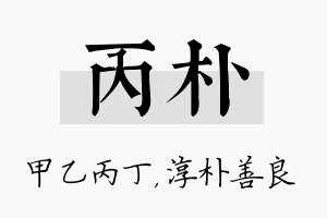 丙朴名字的寓意及含义