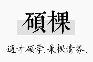 硕棵名字的寓意及含义