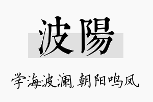 波阳名字的寓意及含义