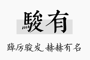 骏有名字的寓意及含义