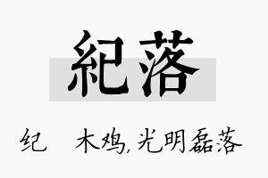 纪落名字的寓意及含义