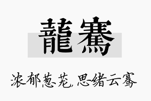 茏骞名字的寓意及含义