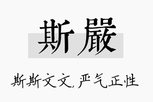 斯严名字的寓意及含义