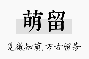 萌留名字的寓意及含义