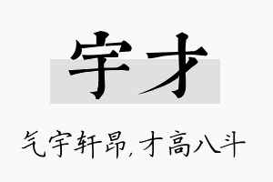 宇才名字的寓意及含义