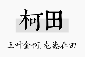 柯田名字的寓意及含义