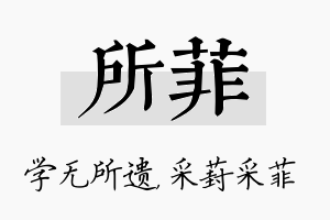 所菲名字的寓意及含义