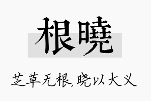 根晓名字的寓意及含义