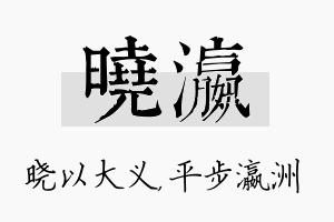 晓瀛名字的寓意及含义