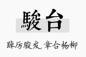 骏台名字的寓意及含义