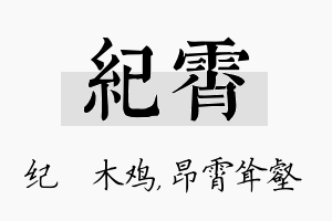 纪霄名字的寓意及含义