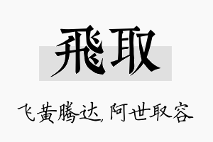 飞取名字的寓意及含义