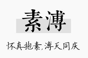 素溥名字的寓意及含义