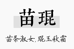 苗琨名字的寓意及含义