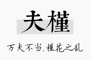 夫槿名字的寓意及含义