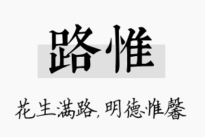 路惟名字的寓意及含义