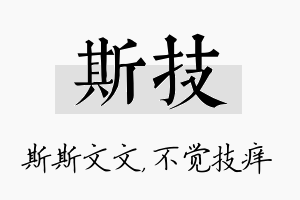 斯技名字的寓意及含义