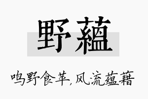 野蕴名字的寓意及含义