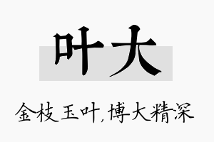 叶大名字的寓意及含义